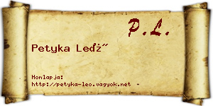 Petyka Leó névjegykártya